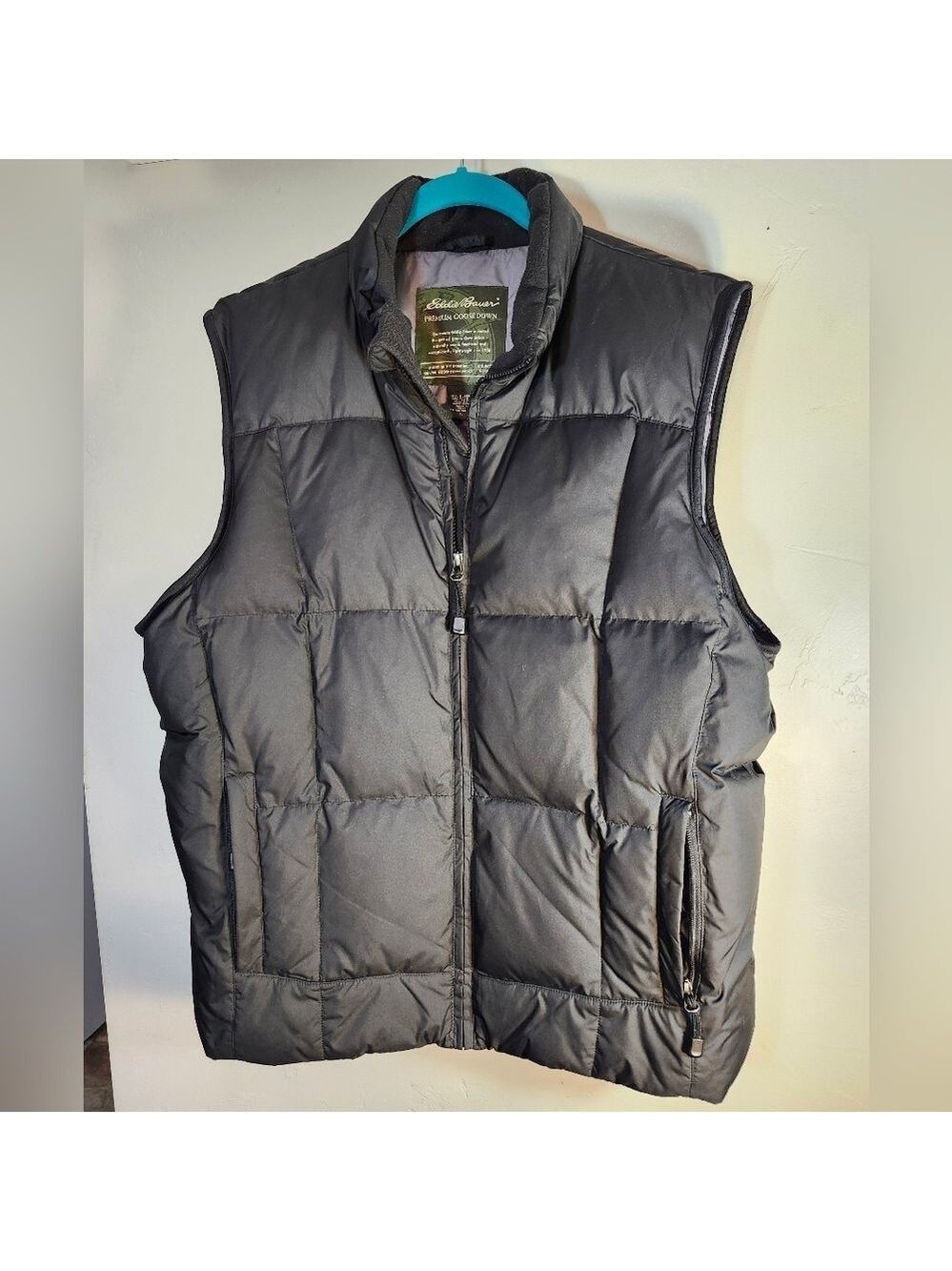 Eddie Bauer Premium Goosedown Quilted Puffer Vest Black Sz L